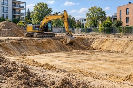 Fundament aushub, Baggerarbeiten